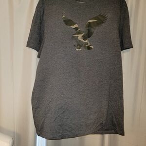 American Eagle Outfitters Gray Camo Eagle Tee
